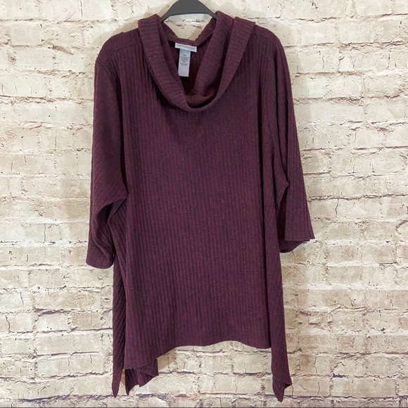 Catherine’s burgundy cowl neck sweater size 2X - Picture 2 of 7